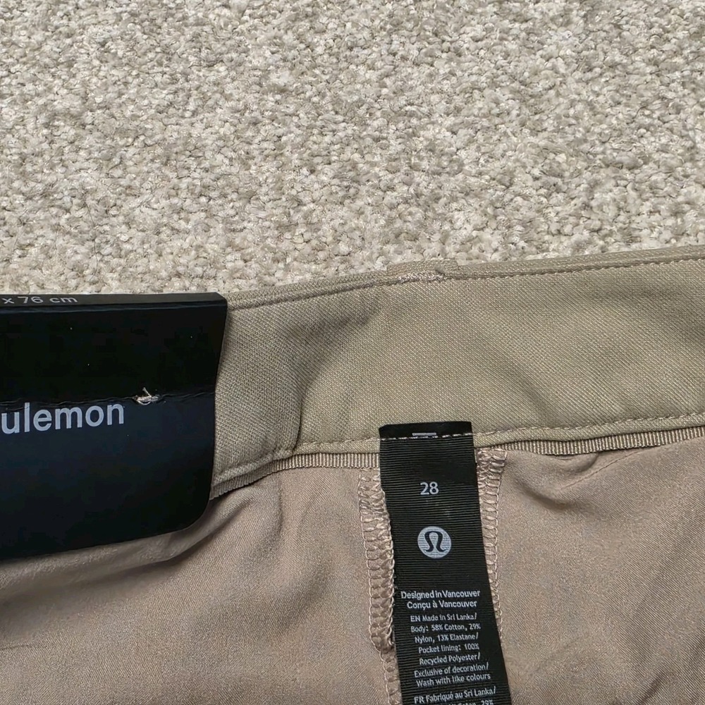 lululemon ABC Pants Mens 30 Stone Khaki Slim Fit Trouser Versa Twill LM5B67S - Picture 5 of 10